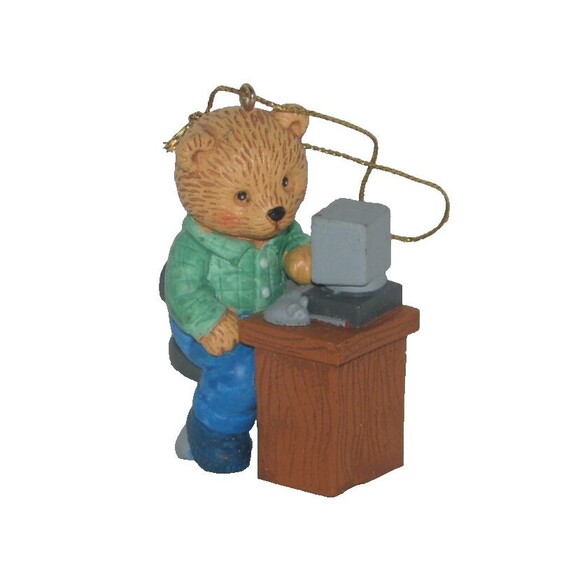 Vintage  1996 Avon Gift Collection Ornament Hobby Bear Computer - Picture 1 of 4